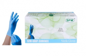 Перчатки нитриловые 24 см смотровые нестерильные голубые SFM 50 пар