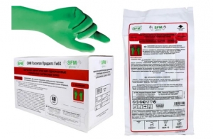 Перчатки хирургические стерильные неопудренные с валиком зелёные SFM 40 пар