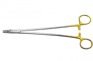 Иглодержатель сосудистый, армированный твердым сплавом, 250 мм (МТ-И-10-27)