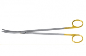 Ножницы для рассечения мягких тканей в глубоких полостях вертикально изогнутые твердосплавные, 230 мм (МТ-Н-133)