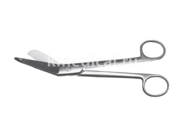 Ножницы для разрезания повязок с пуговкой горизонтально изогнутые, 185 мм (МТ-Н-14)